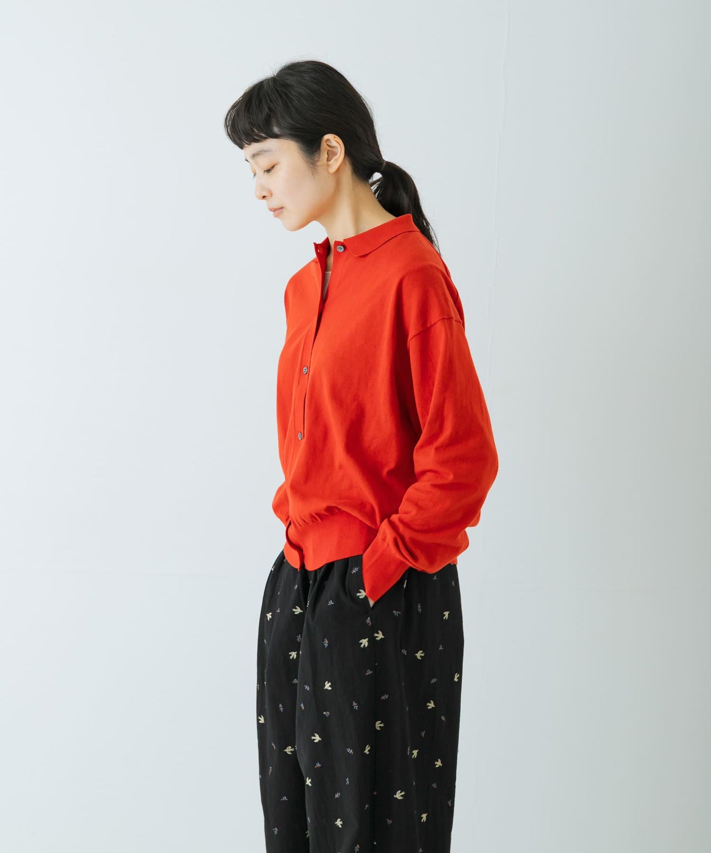 棉質細針織POLO領針織開衫