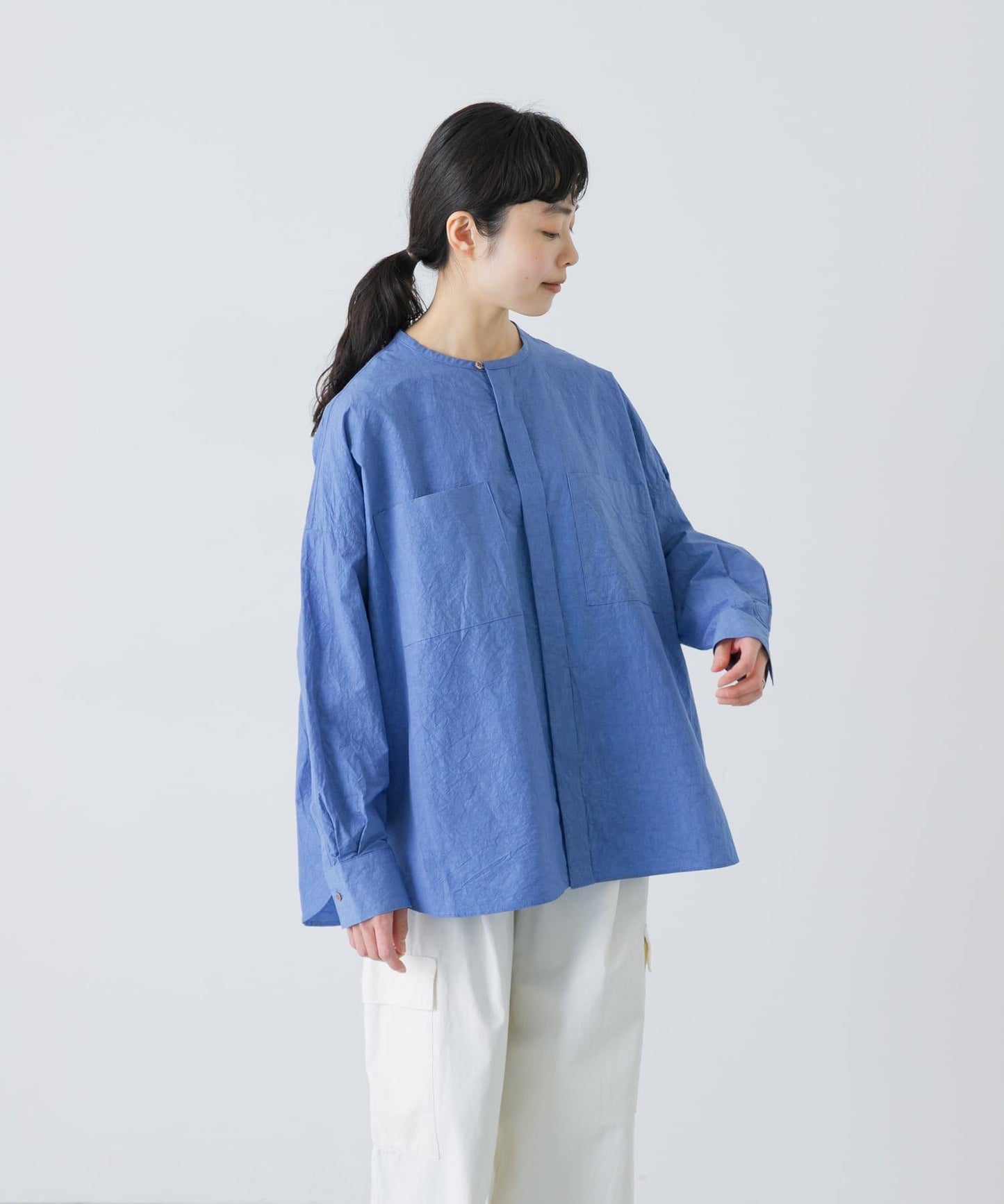 棉麻面料 雙口袋 襯衫