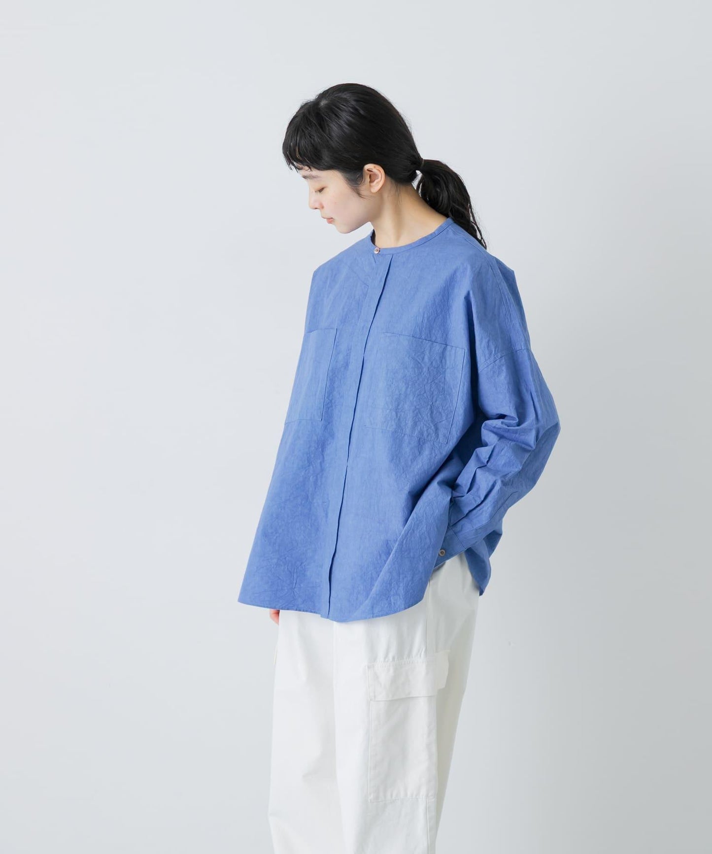 棉麻面料 雙口袋 襯衫