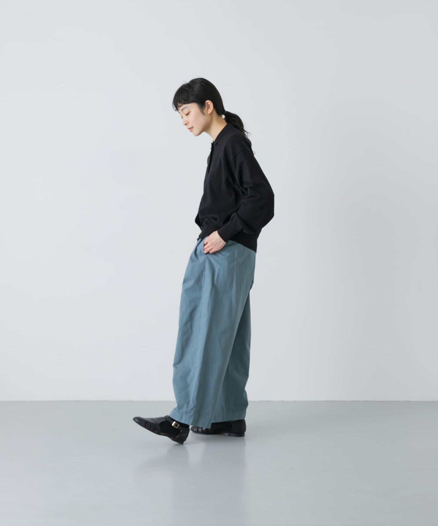 棉質細針織POLO領針織開衫