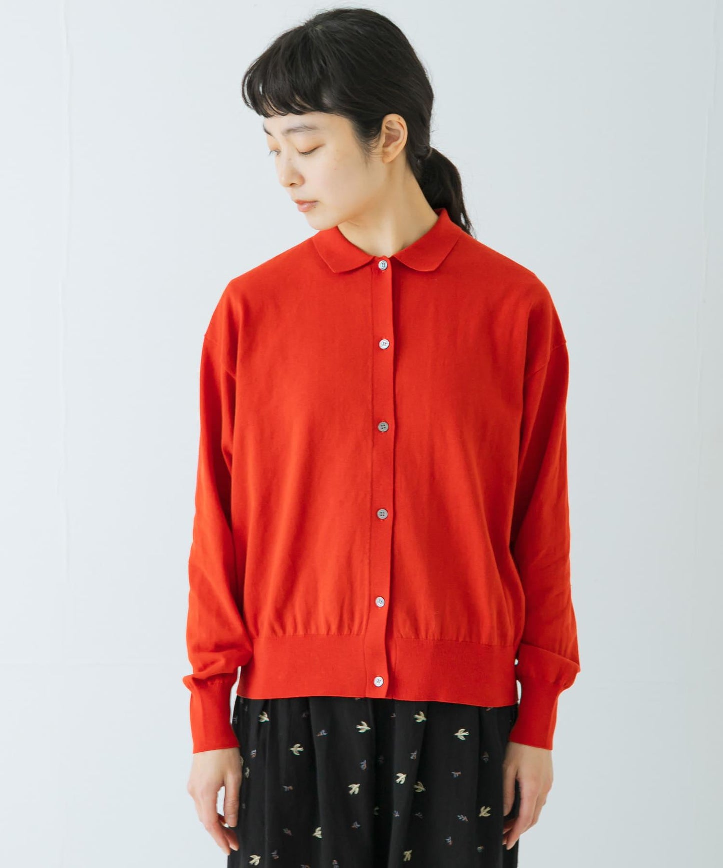 棉質細針織POLO領針織開衫