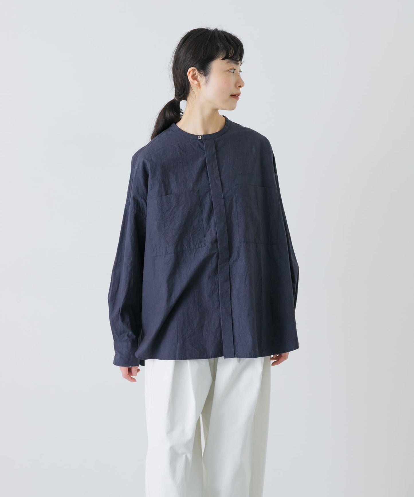 棉麻面料 雙口袋 襯衫