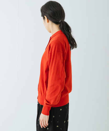 棉質細針織POLO領針織開衫