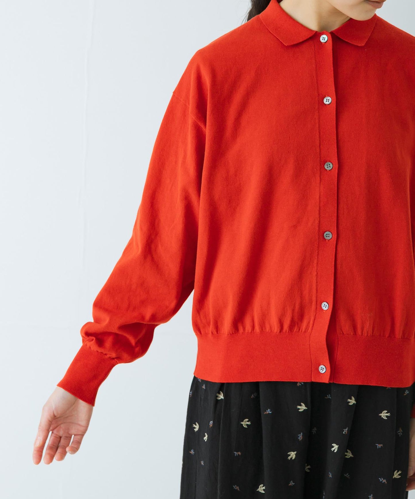 棉質細針織POLO領針織開衫