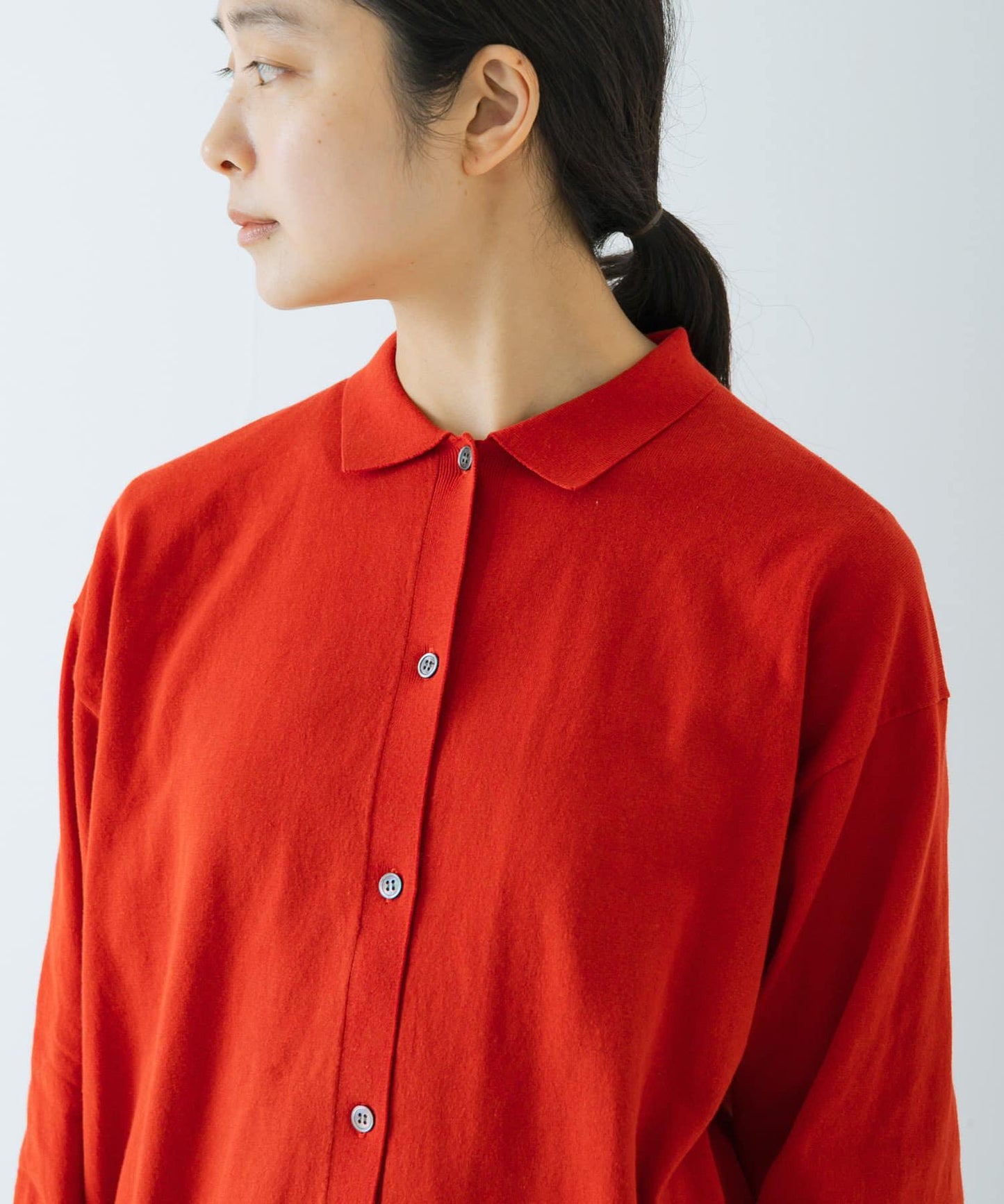 棉質細針織POLO領針織開衫