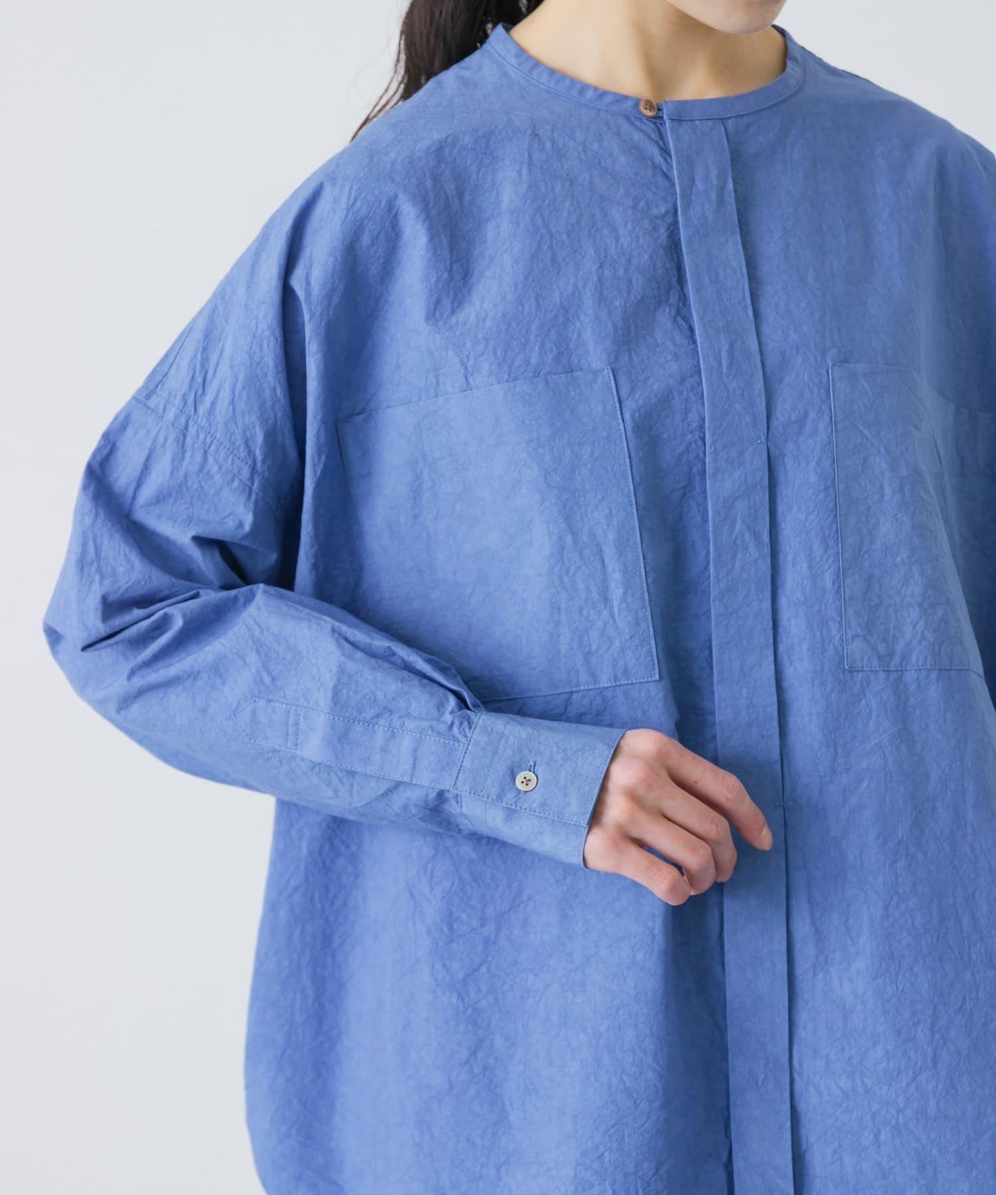 棉麻面料 雙口袋 襯衫