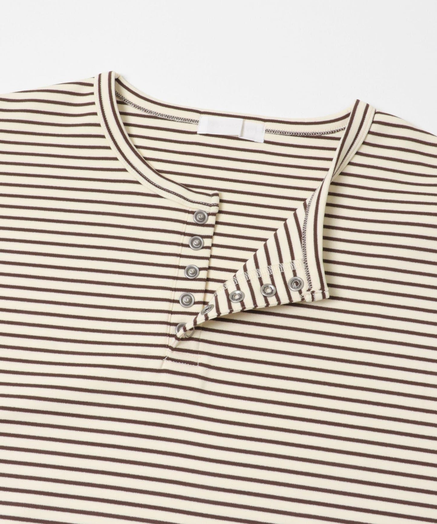 條紋亨利領長袖T恤