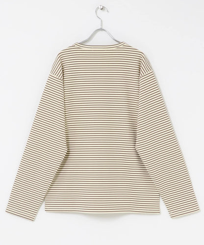 條紋亨利領長袖T恤