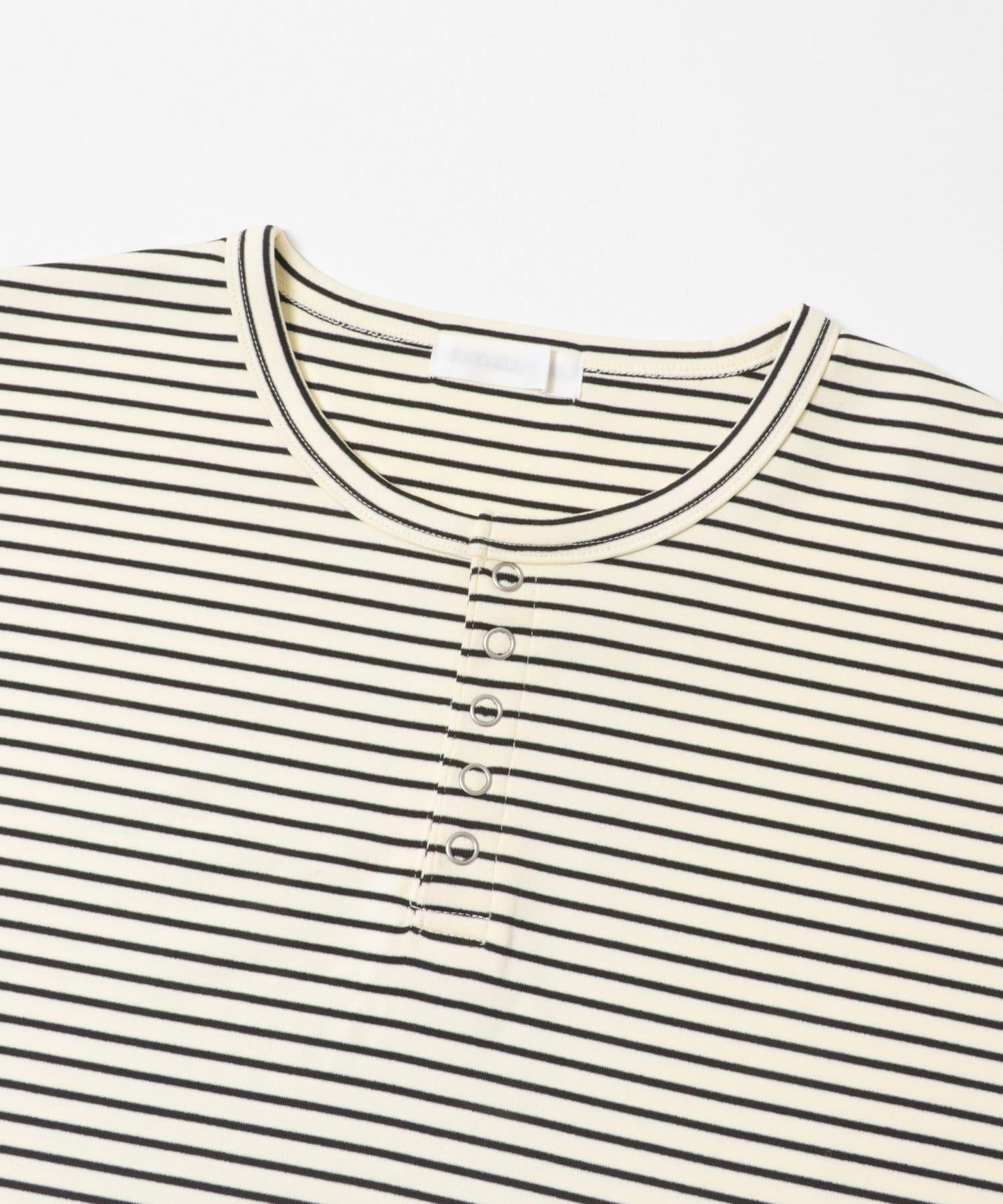 條紋亨利領長袖T恤