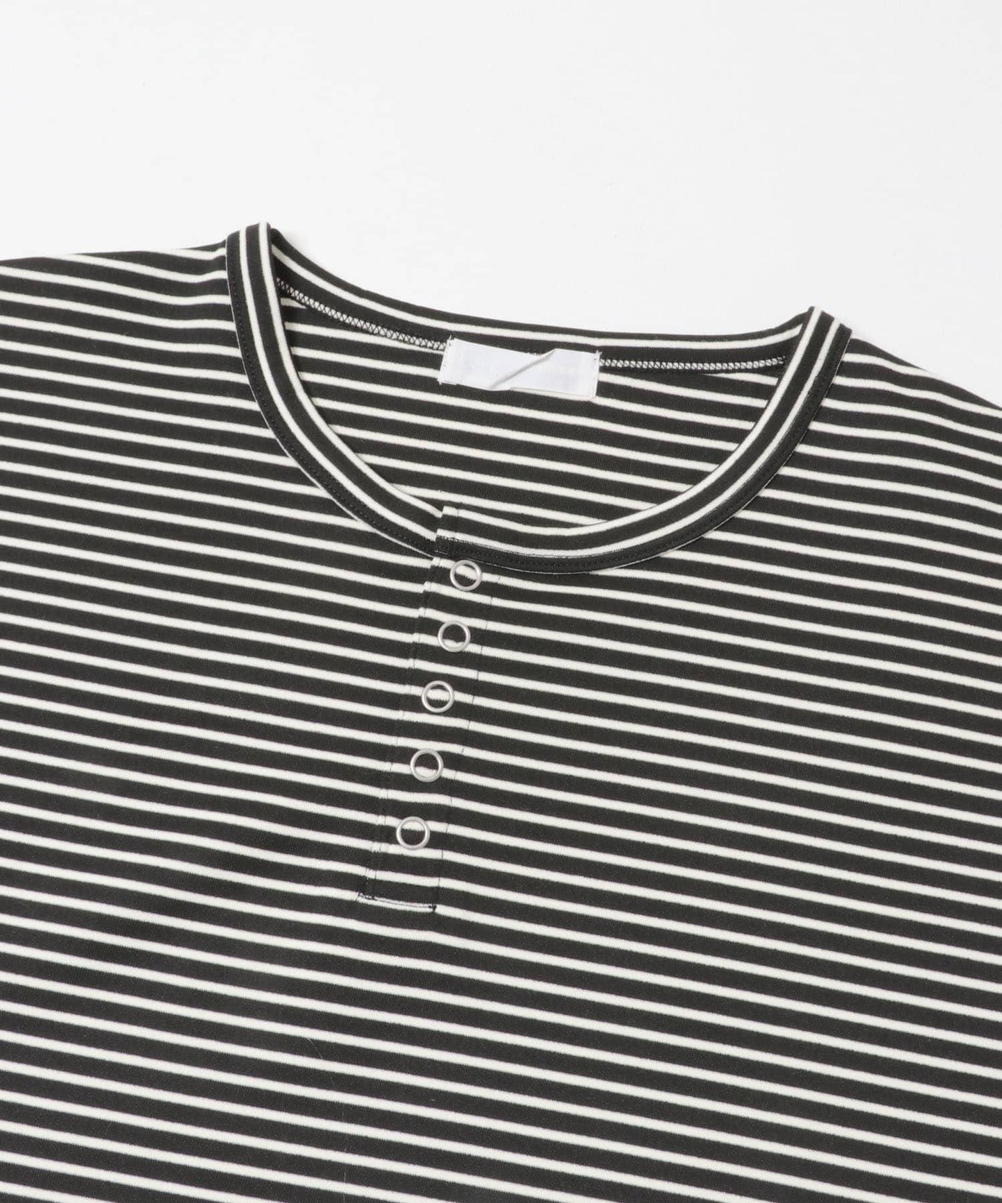 條紋亨利領長袖T恤