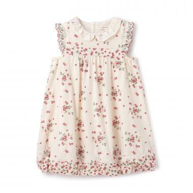 野草莓圖案氣球廓形有機面料連衣裙 日本製