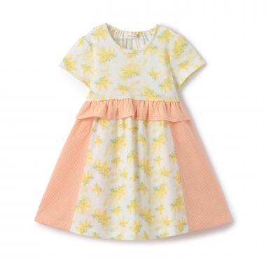 含羞草拼接連衣裙