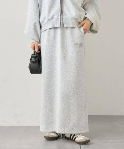 單點Logo刺繡水洗做舊丹寧風面料半身裙