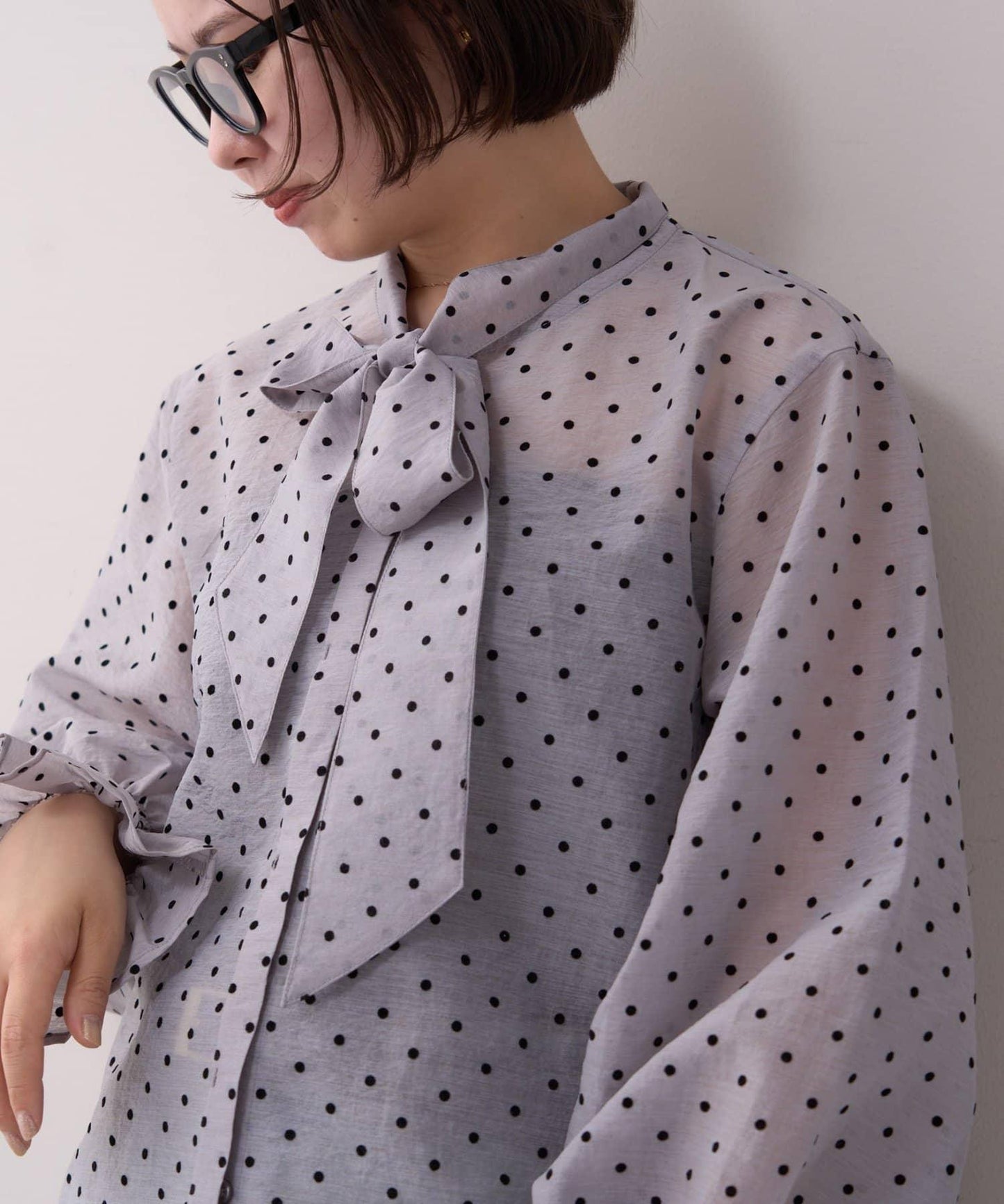 willow 蝴蝶結領 袖部抽褶 襯衫