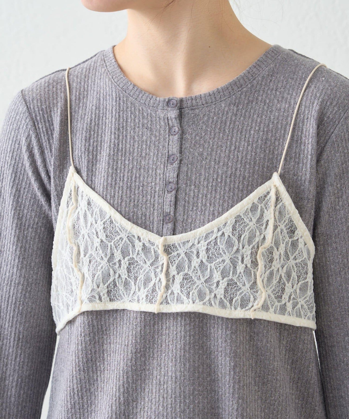 willow 蕾絲文胸吊帶拼接蜂巢紋上衣