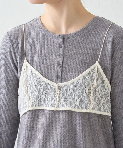 willow 蕾絲文胸吊帶拼接蜂巢紋上衣