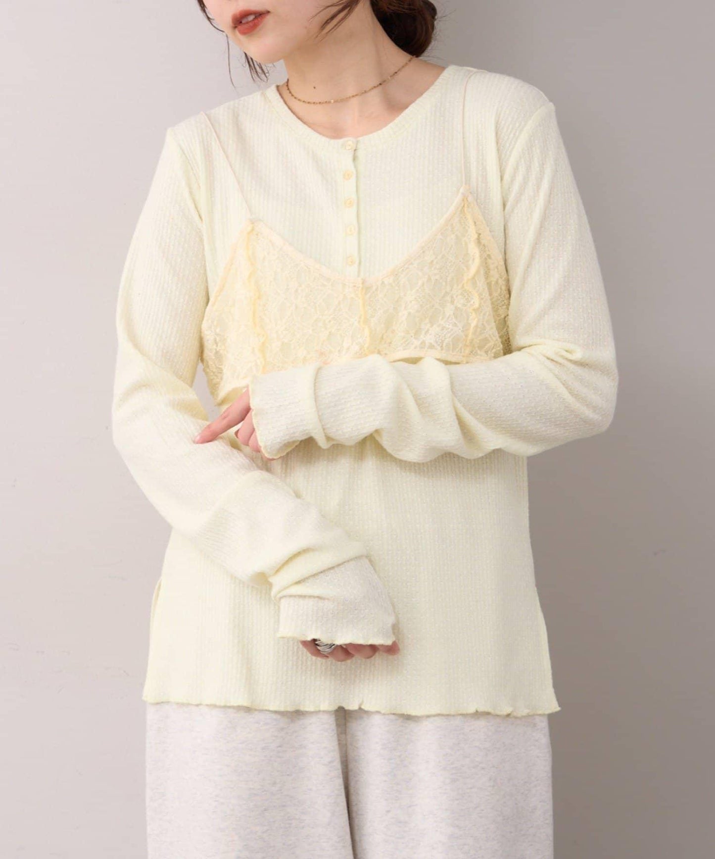 willow 蕾絲文胸吊帶拼接蜂巢紋上衣