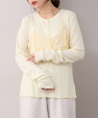 willow 蕾絲文胸吊帶拼接蜂巢紋上衣