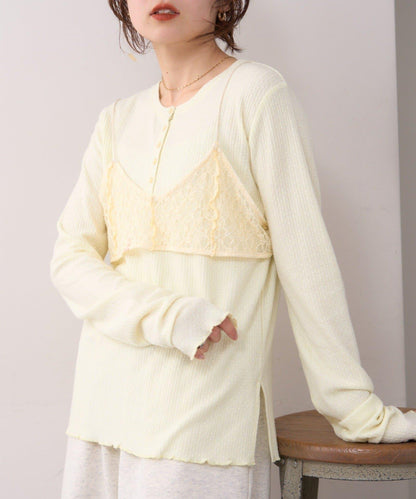 willow 蕾絲文胸吊帶拼接蜂巢紋上衣