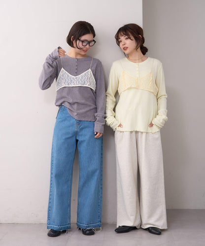 willow 蕾絲文胸吊帶拼接蜂巢紋上衣