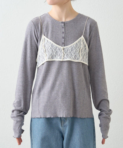 willow 蕾絲文胸吊帶拼接蜂巢紋上衣