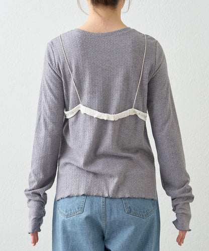 willow 蕾絲文胸吊帶拼接蜂巢紋上衣