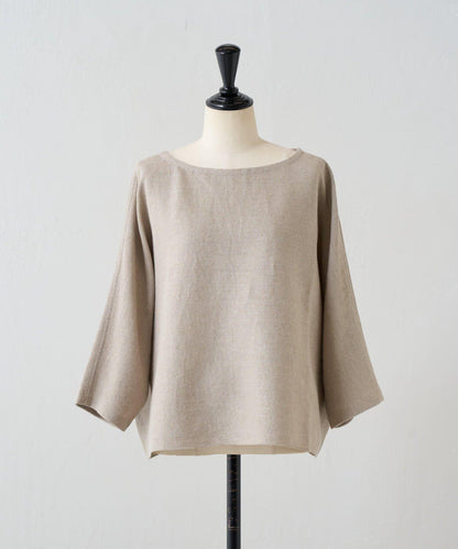 亞麻Inlay針織套頭上衣