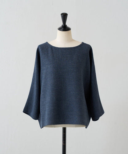 亞麻Inlay針織套頭上衣