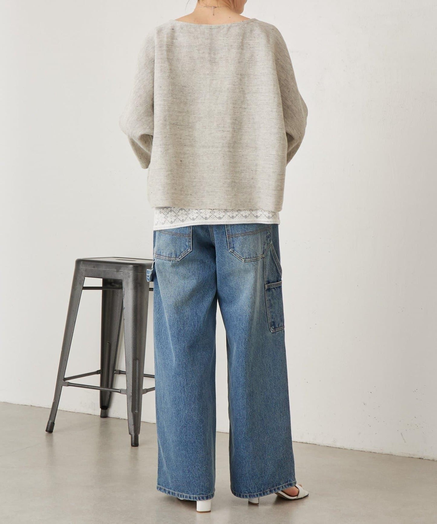 亞麻Inlay針織套頭上衣