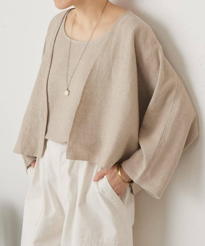亞麻嵌織針織開衫