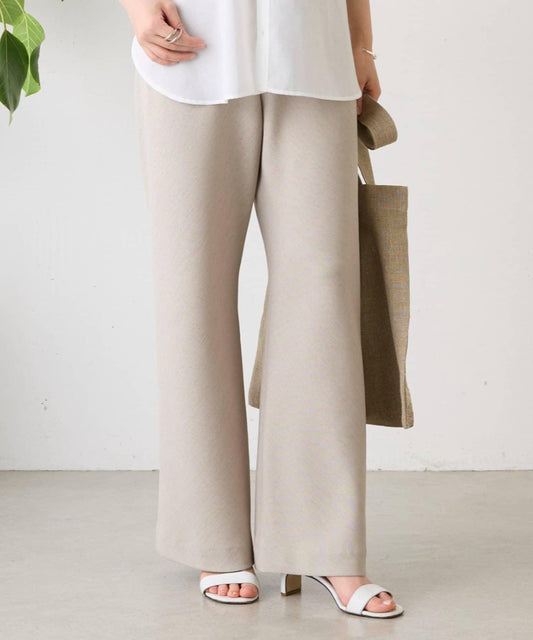 亞麻風斜裁褲子