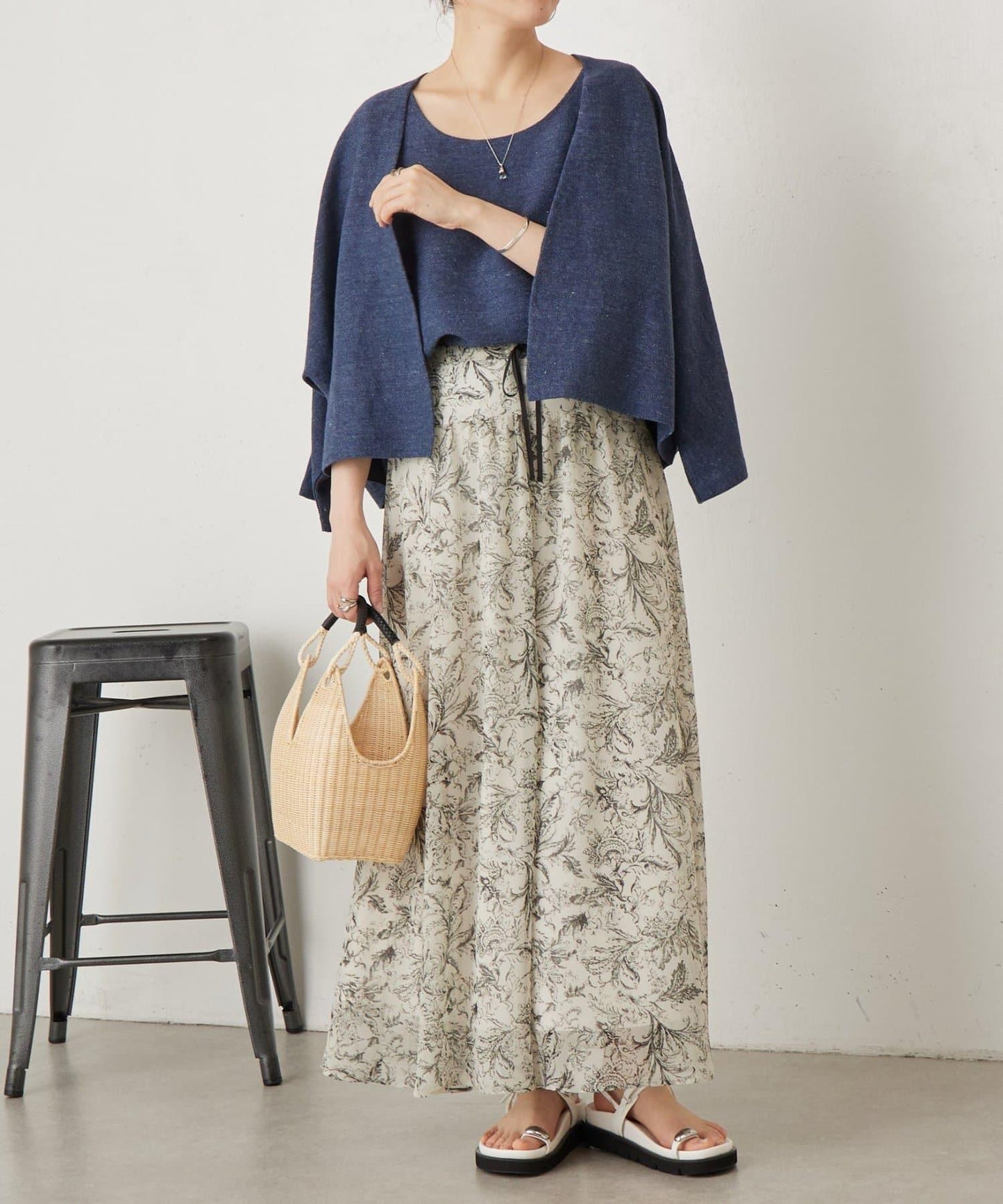 亞麻嵌織針織開衫