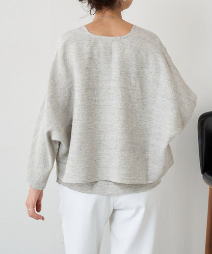 亞麻嵌織針織開衫