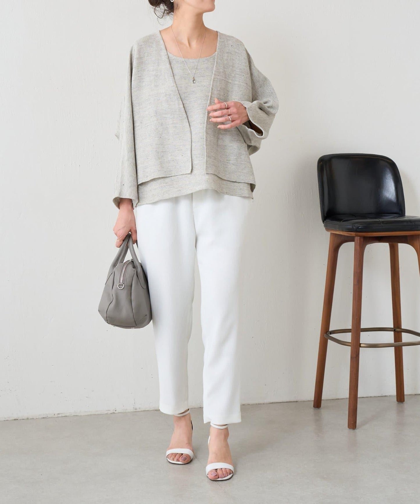 亞麻嵌織針織開衫