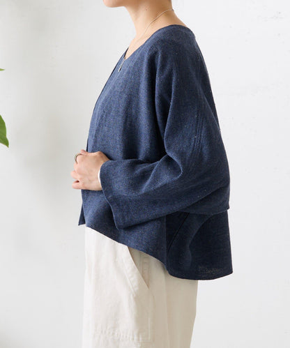 亞麻嵌織針織開衫