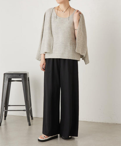 亞麻嵌織針織開衫