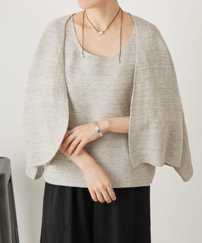 亞麻嵌織針織開衫