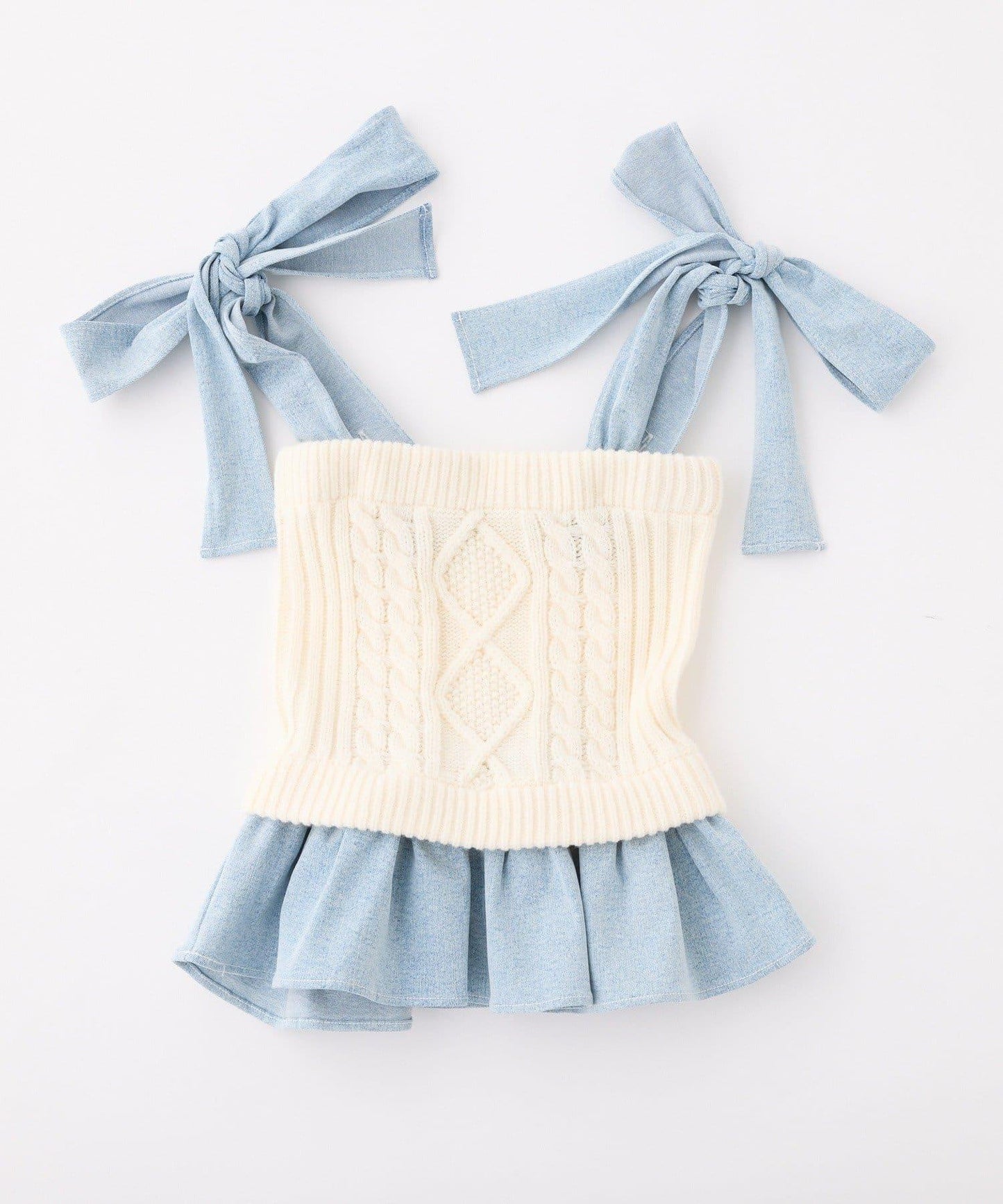 Denim Collection 肩部蝴蝶結設計 短款背心