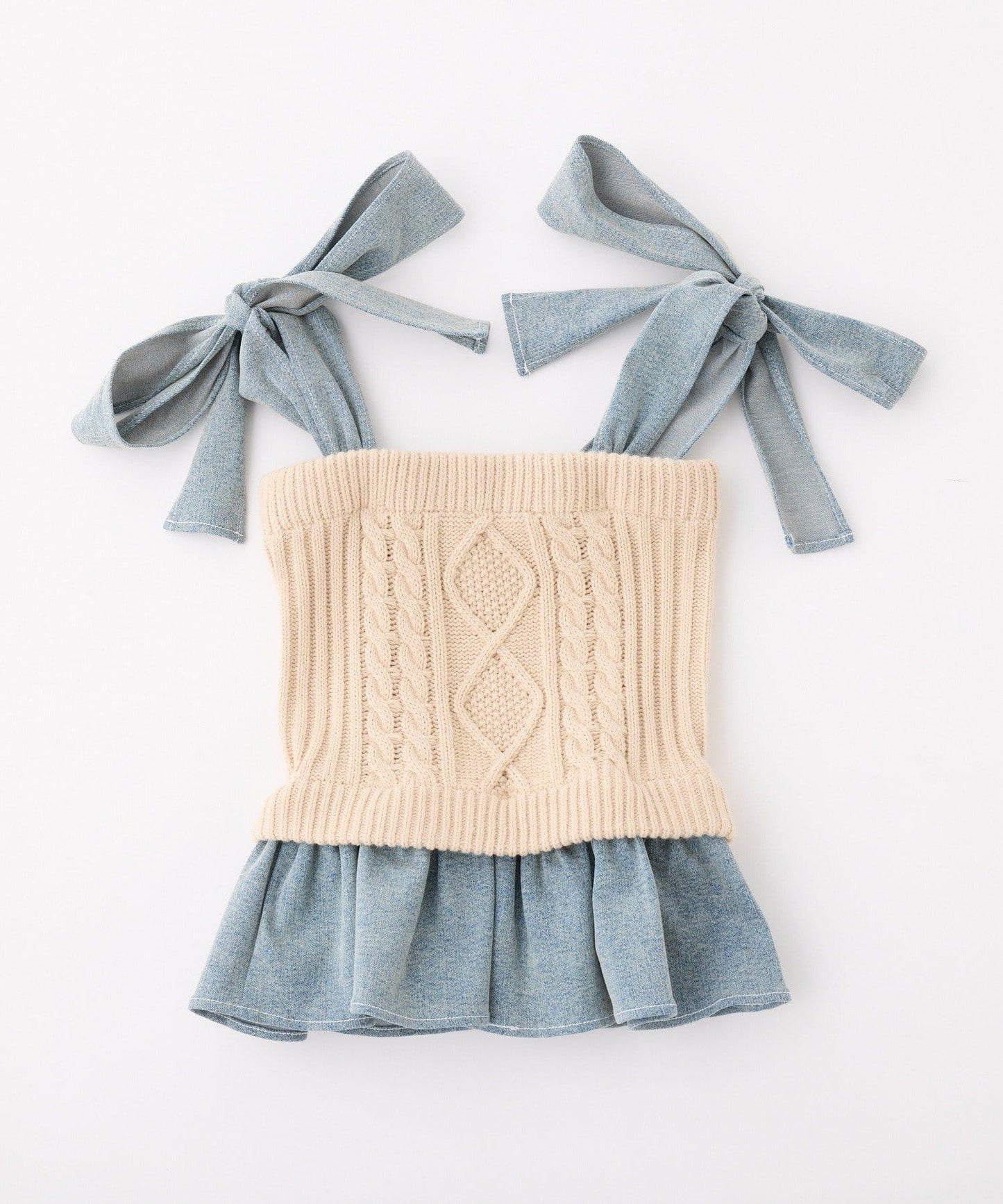 Denim Collection 肩部蝴蝶結設計 短款背心