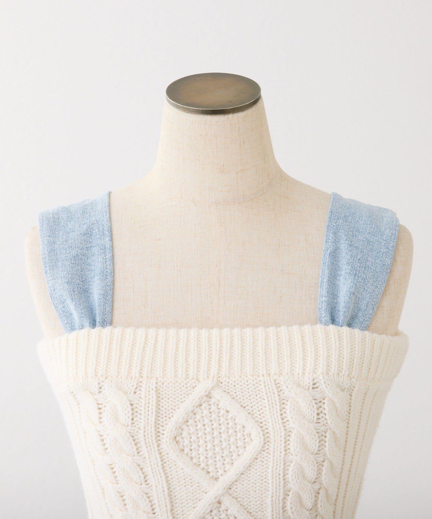 Denim Collection 肩部蝴蝶結設計 短款背心