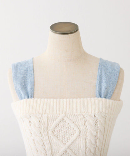 Denim Collection 肩部蝴蝶結設計 短款背心