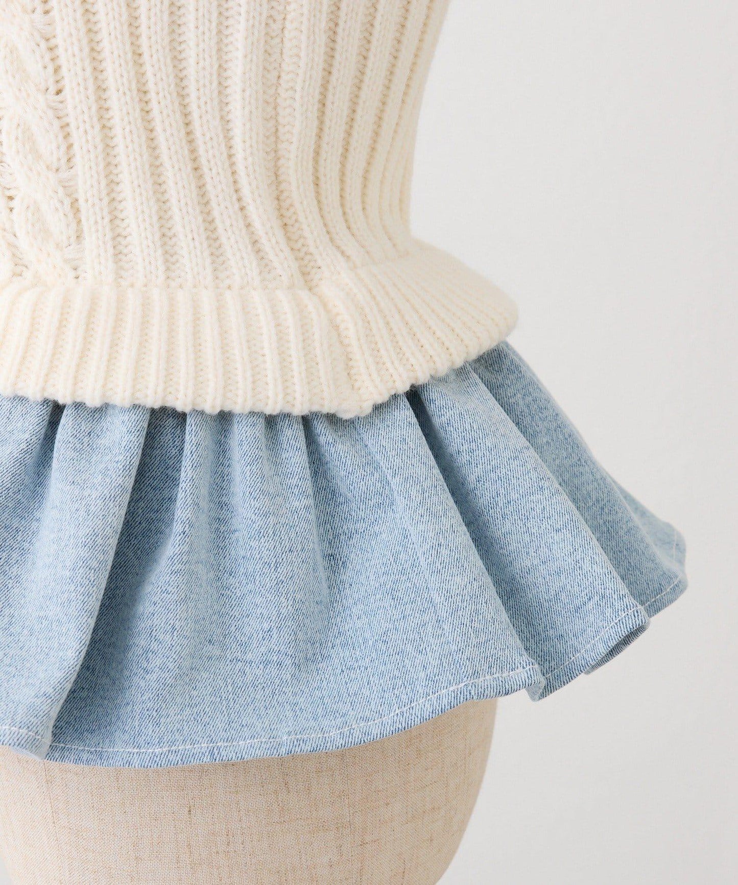 Denim Collection 肩部蝴蝶結設計 短款背心