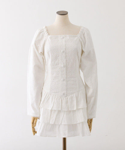 Denim Collection 層疊設計迷你連衣裙