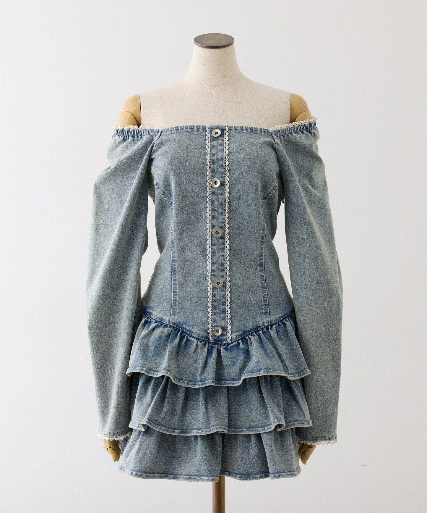 Denim Collection 層疊設計迷你連衣裙