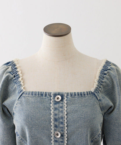 Denim Collection 層疊設計迷你連衣裙