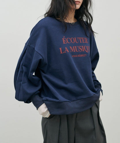 打褶袖 Logo設計套頭衛衣