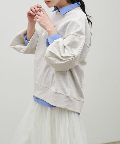 打褶袖 Logo設計套頭衛衣