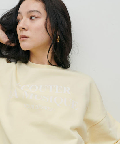 打褶袖 Logo設計套頭衛衣