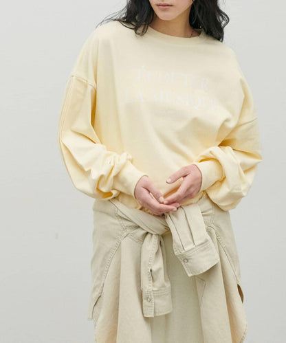 打褶袖 Logo設計套頭衛衣