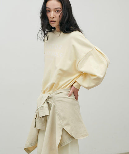 打褶袖 Logo設計套頭衛衣